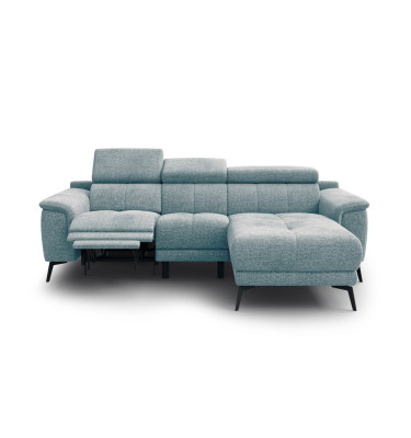 FIERO Ecksofa 3-Sitzer mit 1 Relaxfunktion und verstellbare Kopfstützen, mint