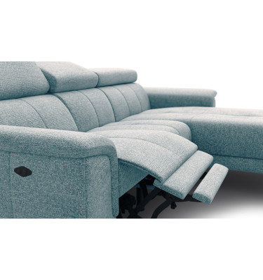 FIERO Ecksofa 3-Sitzer mit 1 Relaxfunktion und verstellbare Kopfstützen, mint