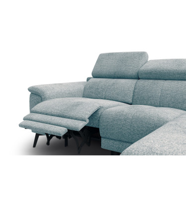 FIERO Ecksofa 3-Sitzer mit 1 Relaxfunktion und verstellbare Kopfstützen, mint