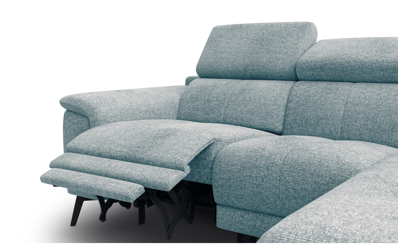 FIERO Ecksofa 3-Sitzer mit 1 Relaxfunktion und verstellbare Kopfstützen, mint
