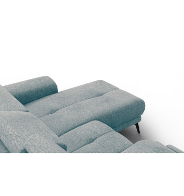 FIERO Ecksofa 3-Sitzer mit 1 Relaxfunktion und verstellbare Kopfstützen, mint