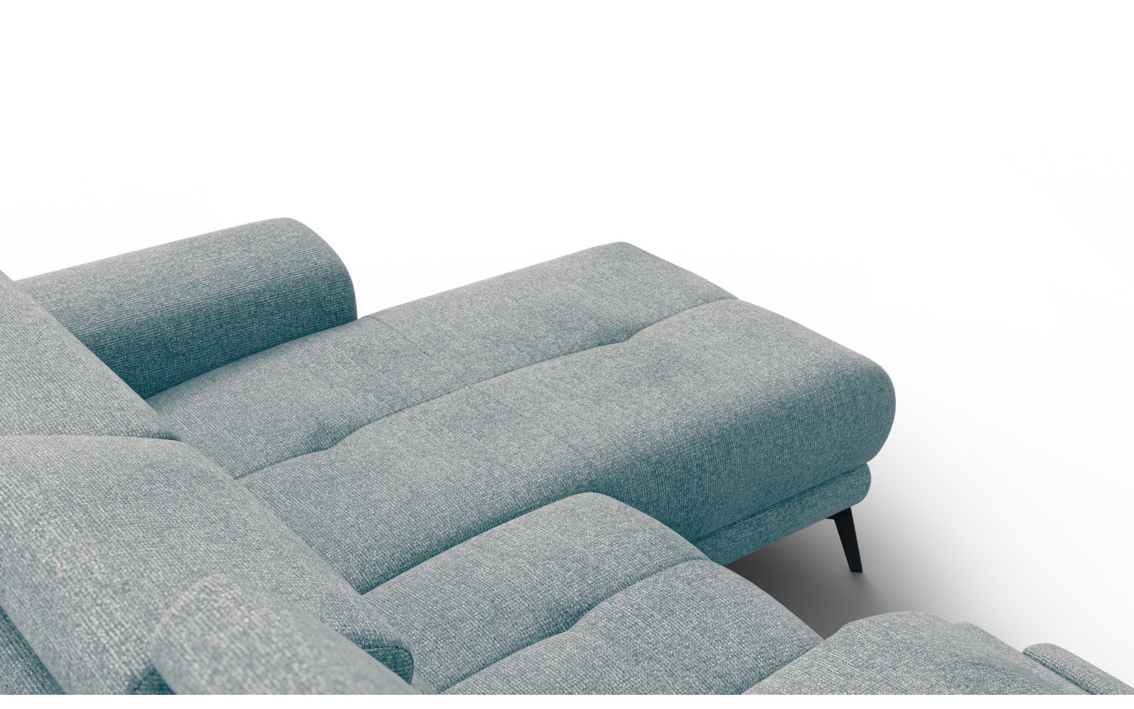 FIERO Ecksofa 3-Sitzer mit 1 Relaxfunktion und verstellbare Kopfstützen, mint