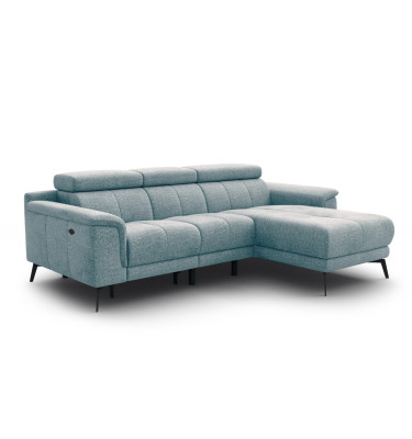 FIERO Ecksofa 3-Sitzer mit 1 Relaxfunktion und verstellbare Kopfstützen, mint