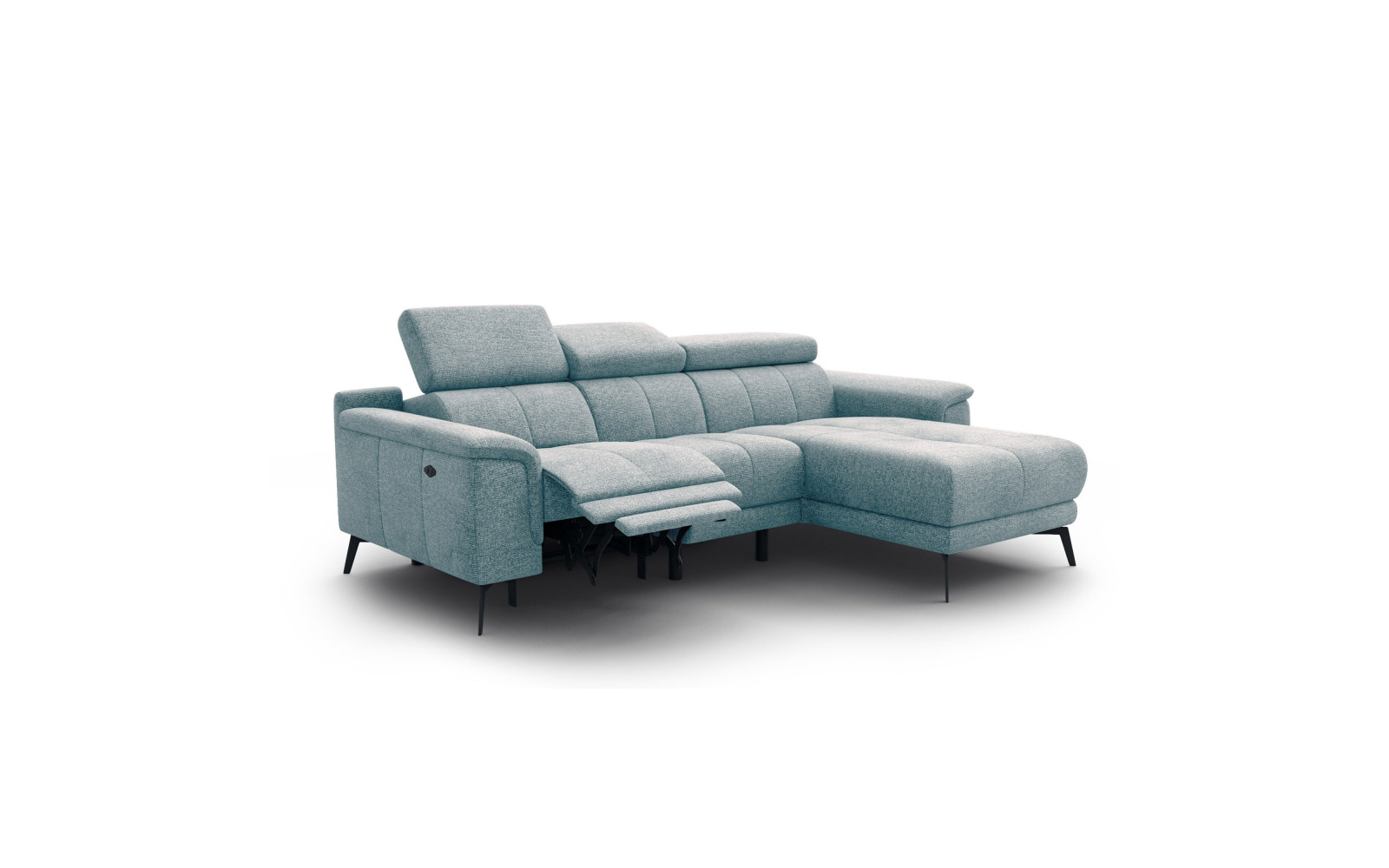 FIERO Ecksofa 3-Sitzer mit 1 Relaxfunktion und verstellbare Kopfstützen, mint
