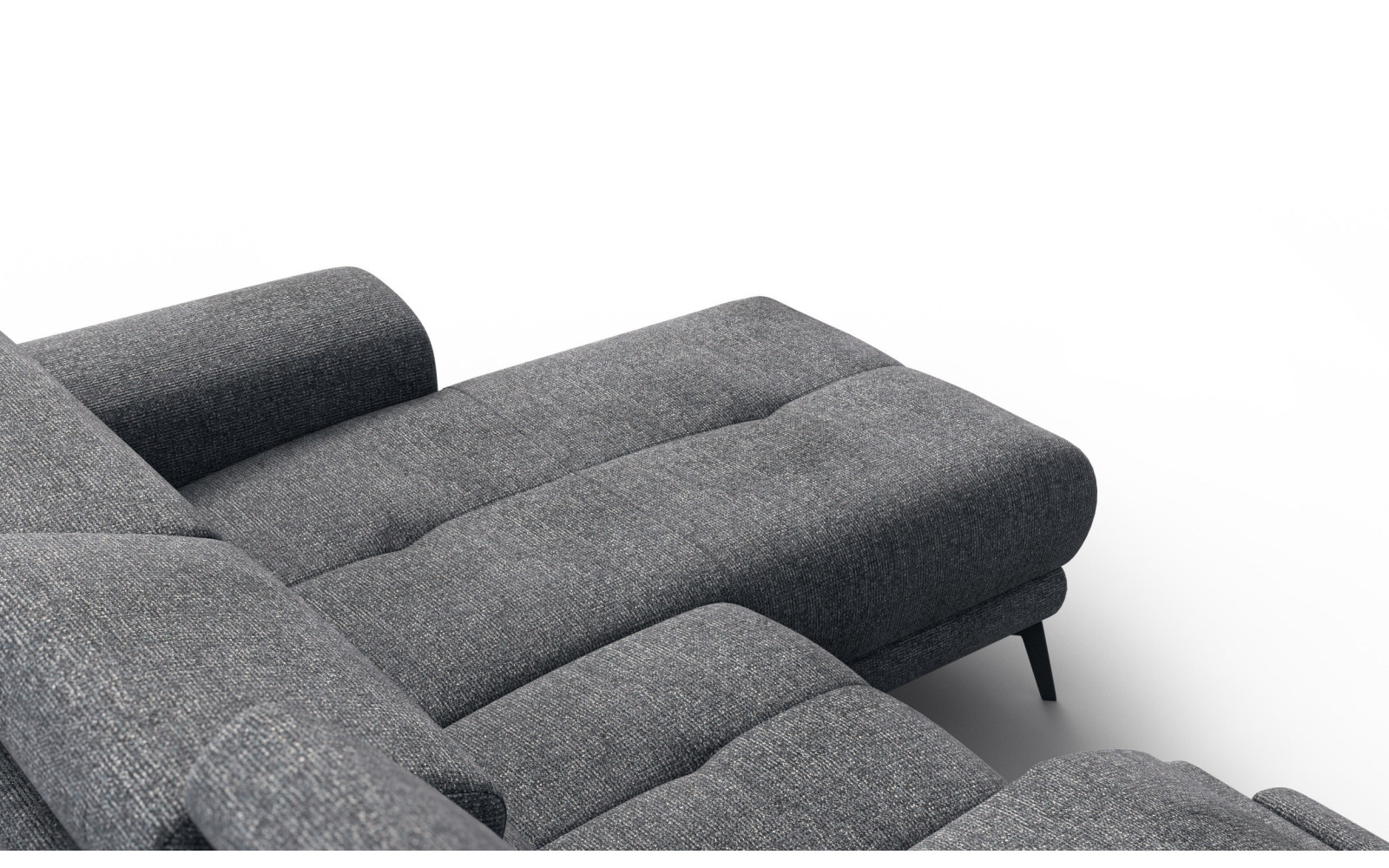 FIERO Ecksofa 3-Sitzer mit 1 Relaxfunktion und verstellbare Kopfstützen, dunkelgrau