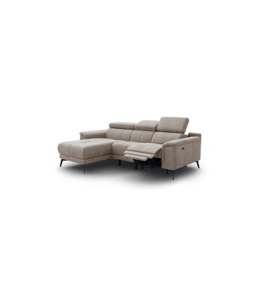 FIERO Ecksofa 3-Sitzer mit 1 Relaxfunktion und verstellbare Kopfstützen, taupe