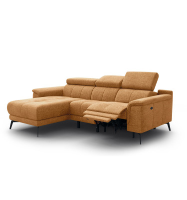FIERO Ecksofa 3-Sitzer mit 1 Relaxfunktion und verstellbare Kopfstützen, orange