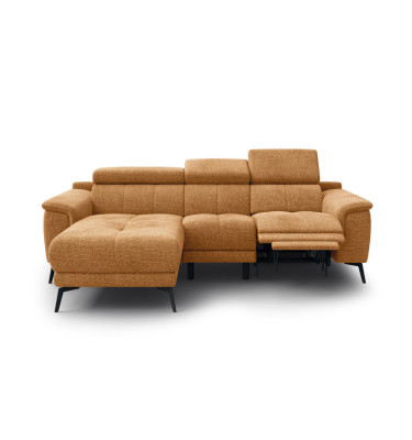 FIERO Ecksofa 3-Sitzer mit 1 Relaxfunktion und verstellbare Kopfstützen, orange
