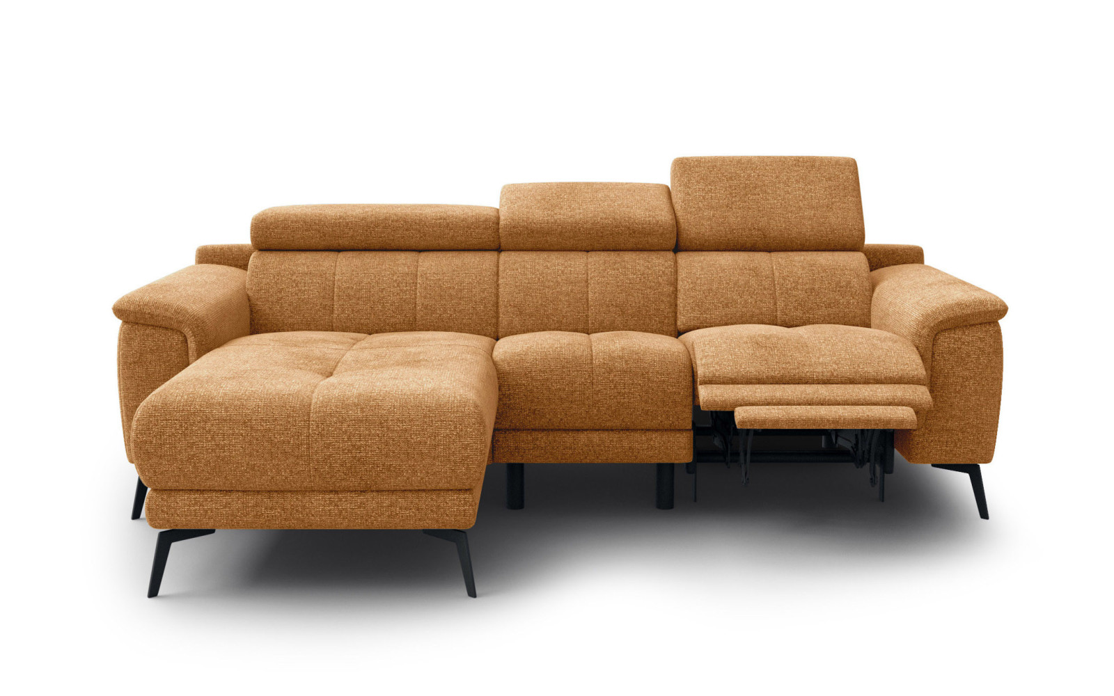 FIERO Ecksofa 3-Sitzer mit 1 Relaxfunktion und verstellbare Kopfstützen, orange
