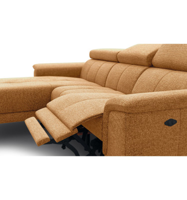 FIERO Ecksofa 3-Sitzer mit 1 Relaxfunktion und verstellbare Kopfstützen, orange