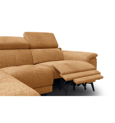 FIERO Ecksofa 3-Sitzer mit 1 Relaxfunktion und verstellbare Kopfstützen, orange