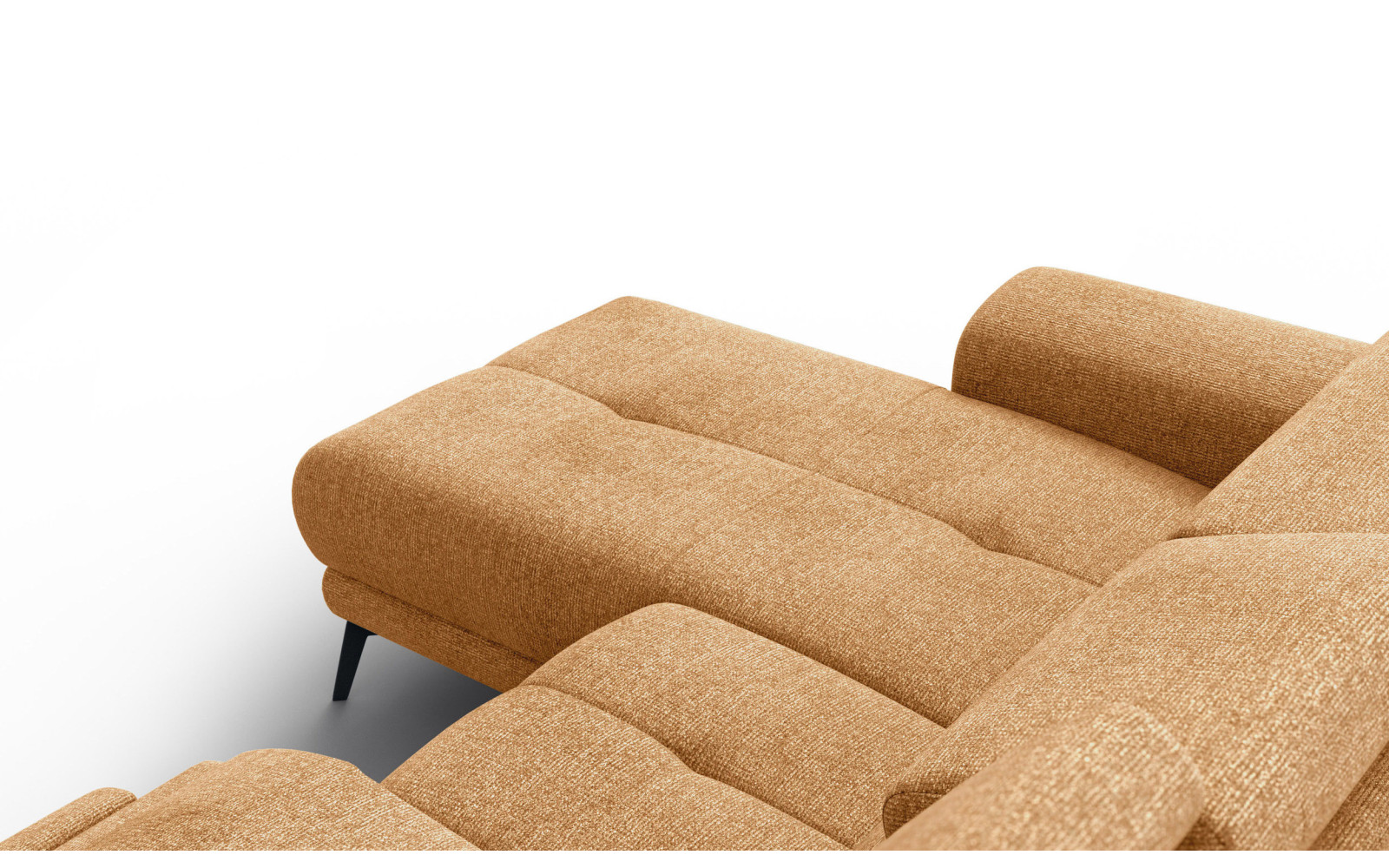 FIERO Ecksofa 3-Sitzer mit 1 Relaxfunktion und verstellbare Kopfstützen, orange