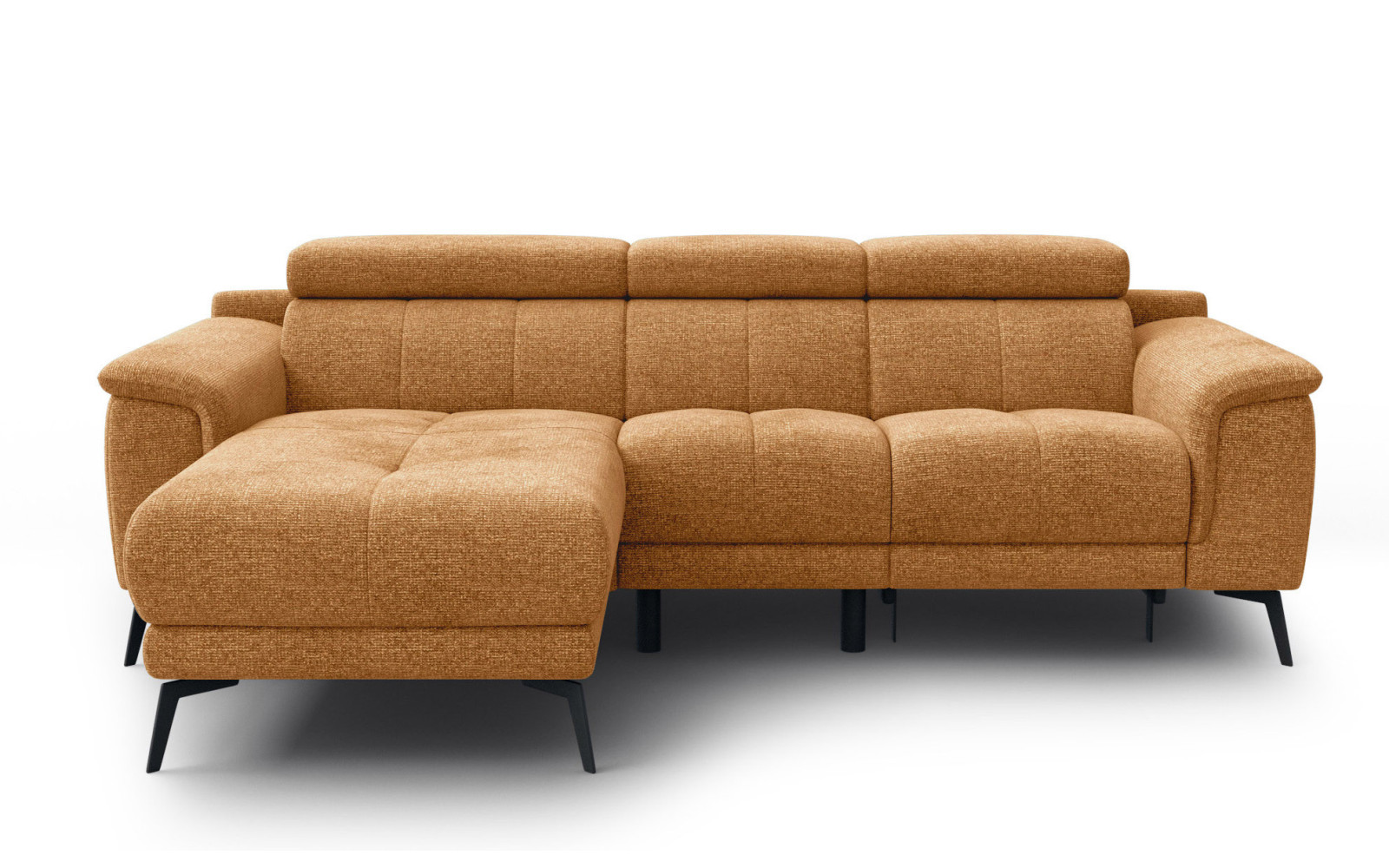 FIERO Ecksofa 3-Sitzer mit 1 Relaxfunktion und verstellbare Kopfstützen, orange