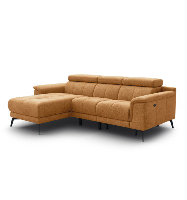 FIERO Ecksofa 3-Sitzer mit 1 Relaxfunktion und verstellbare Kopfstützen, orange