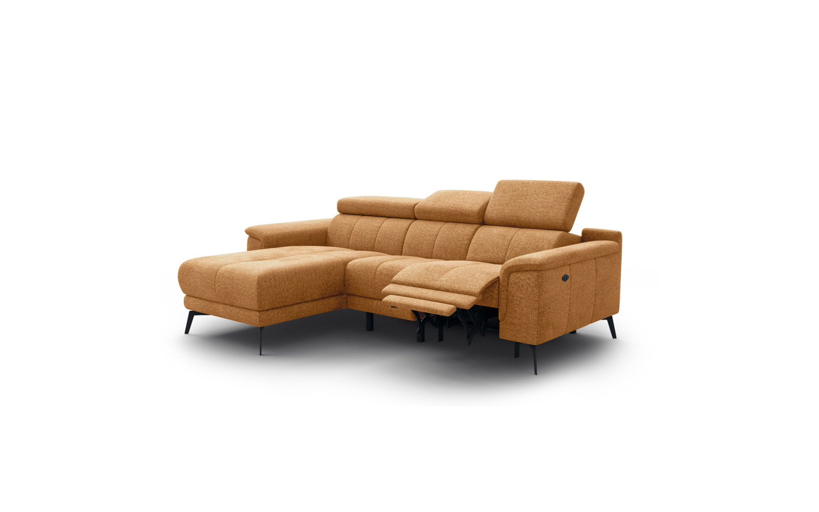 FIERO Ecksofa 3-Sitzer mit 1 Relaxfunktion und verstellbare Kopfstützen, orange