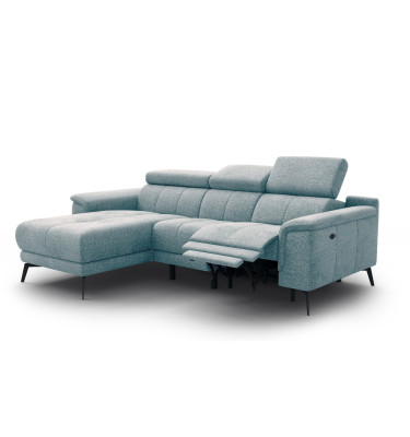 FIERO Ecksofa 3-Sitzer mit 1 Relaxfunktion und verstellbare Kopfstützen, mint