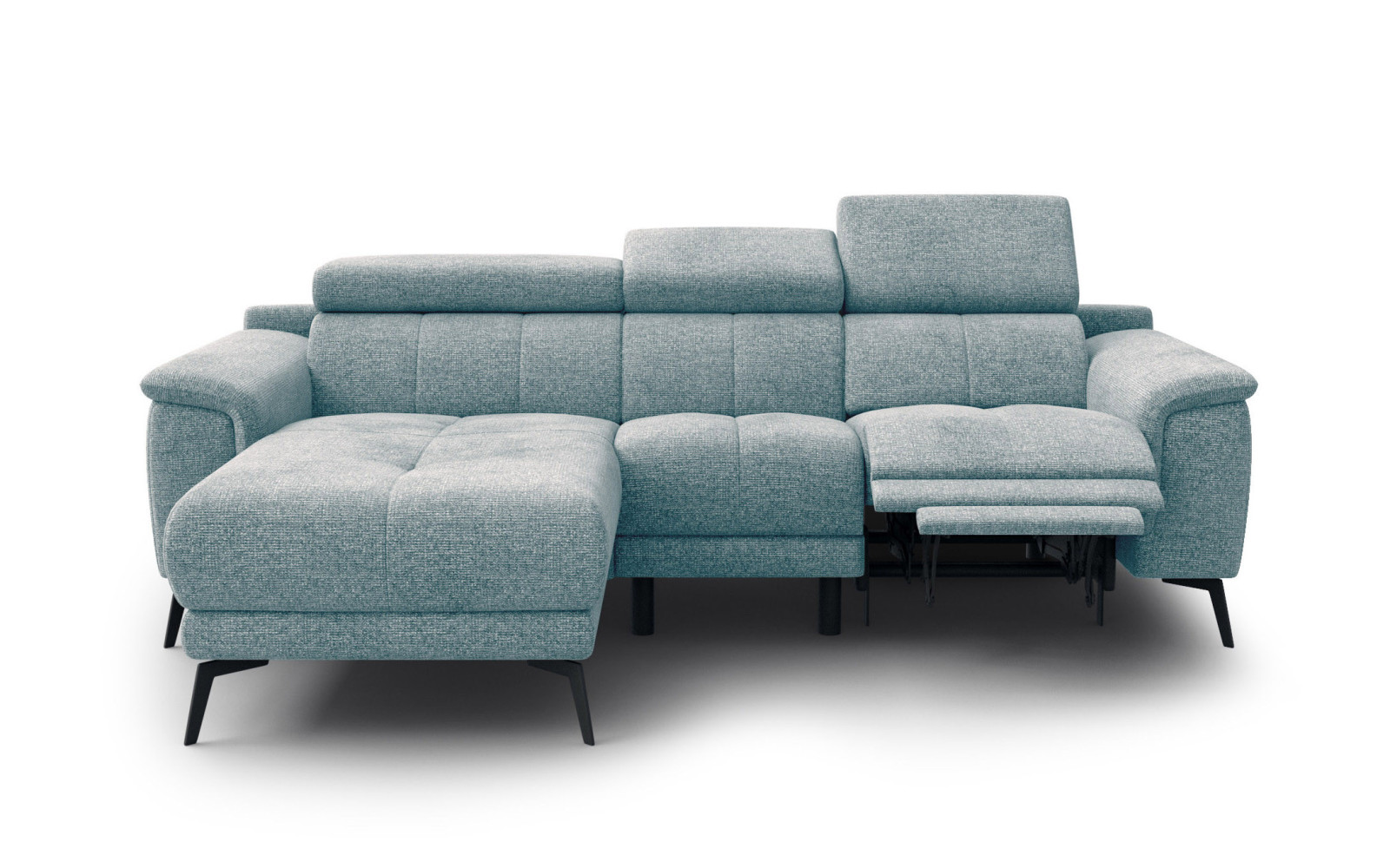 FIERO Ecksofa 3-Sitzer mit 1 Relaxfunktion und verstellbare Kopfstützen, mint