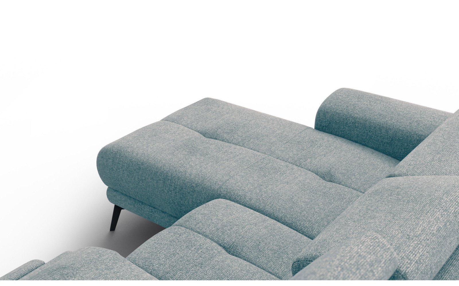 FIERO Ecksofa 3-Sitzer mit 1 Relaxfunktion und verstellbare Kopfstützen, mint