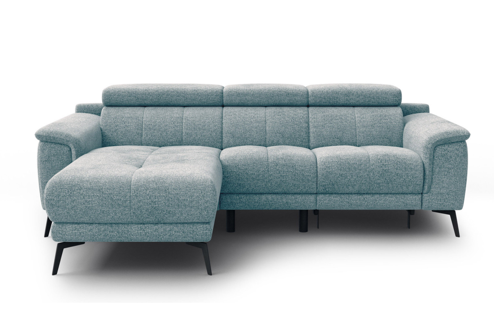 FIERO Ecksofa 3-Sitzer mit 1 Relaxfunktion und verstellbare Kopfstützen, mint