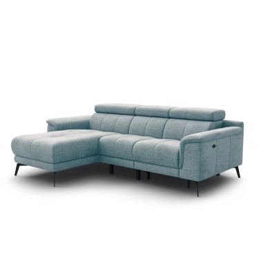 FIERO Ecksofa 3-Sitzer mit 1 Relaxfunktion und verstellbare Kopfstützen, mint