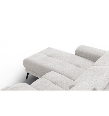 FIERO Ecksofa 3-Sitzer mit 1 Relaxfunktion und verstellbare Kopfstützen, creme