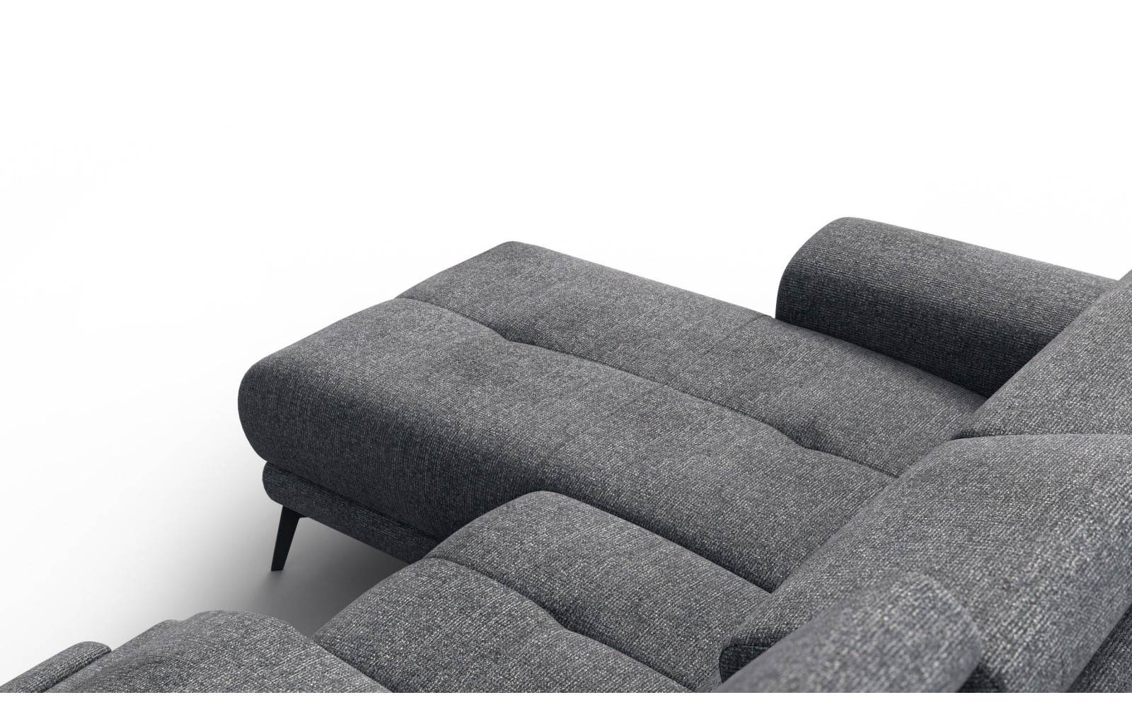FIERO Ecksofa 3-Sitzer mit 1 Relaxfunktion und verstellbare Kopfstützen, dunkelgrau