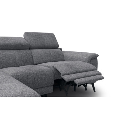 FIERO Ecksofa 3-Sitzer mit 1 Relaxfunktion und verstellbare Kopfstützen, grau