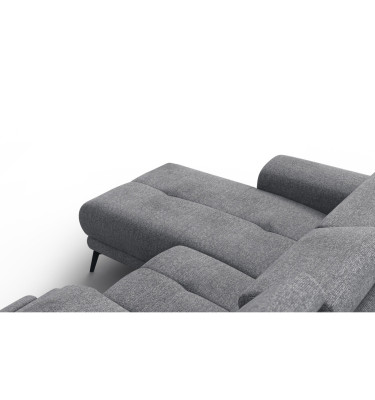 FIERO Ecksofa 3-Sitzer mit 1 Relaxfunktion und verstellbare Kopfstützen, grau