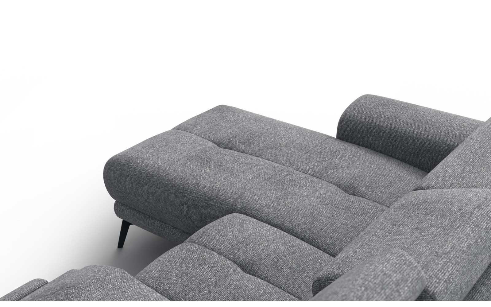 FIERO Ecksofa 3-Sitzer mit 1 Relaxfunktion und verstellbare Kopfstützen, grau