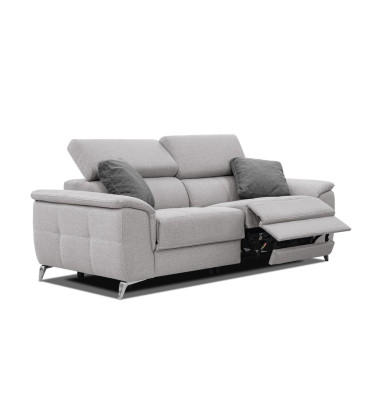 PLAUEN Sofa 3-Sitzer mit 2 Relaxfunktionen und verstellbare Kopfstützen, hellgrau