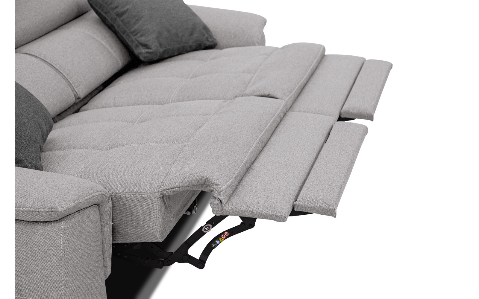 PLAUEN Sofa 3-Sitzer mit 2 Relaxfunktionen und verstellbare Kopfstützen, hellgrau