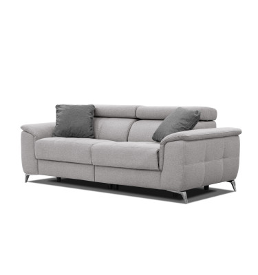 PLAUEN Sofa 3-Sitzer mit 2 Relaxfunktionen und verstellbare Kopfstützen, hellgrau