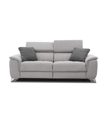 PLAUEN Sofa 3-Sitzer mit 2 Relaxfunktionen und verstellbare Kopfstützen, hellgrau