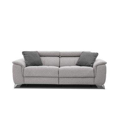 PLAUEN Sofa 3-Sitzer mit 2 Relaxfunktionen und verstellbare Kopfstützen, hellgrau