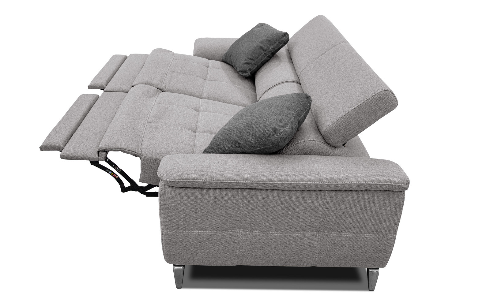PLAUEN Sofa 3-Sitzer mit 2 Relaxfunktionen und verstellbare Kopfstützen, hellgrau