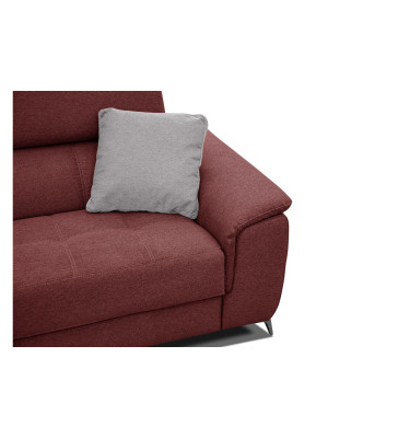 PLAUEN Sofa 3-Sitzer mit 2 Relaxfunktionen und verstellbare Kopfstützen, bordeaux