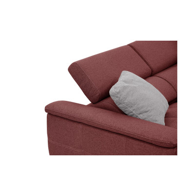 PLAUEN Sofa 3-Sitzer mit 2 Relaxfunktionen und verstellbare Kopfstützen, bordeaux