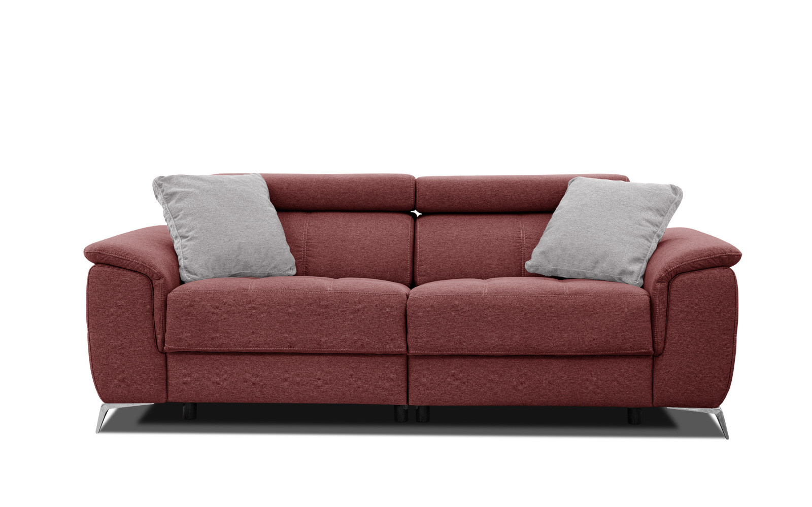 PLAUEN Sofa 3-Sitzer mit 2 Relaxfunktionen und verstellbare Kopfstützen, bordeaux
