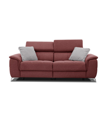 PLAUEN Sofa 3-Sitzer mit 2 Relaxfunktionen und verstellbare Kopfstützen, bordeaux