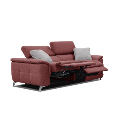 PLAUEN Sofa 3-Sitzer mit 2 Relaxfunktionen und verstellbare Kopfstützen, bordeaux