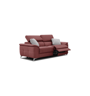 PLAUEN Sofa 3-Sitzer mit 2 Relaxfunktionen und verstellbare Kopfstützen, bordeaux