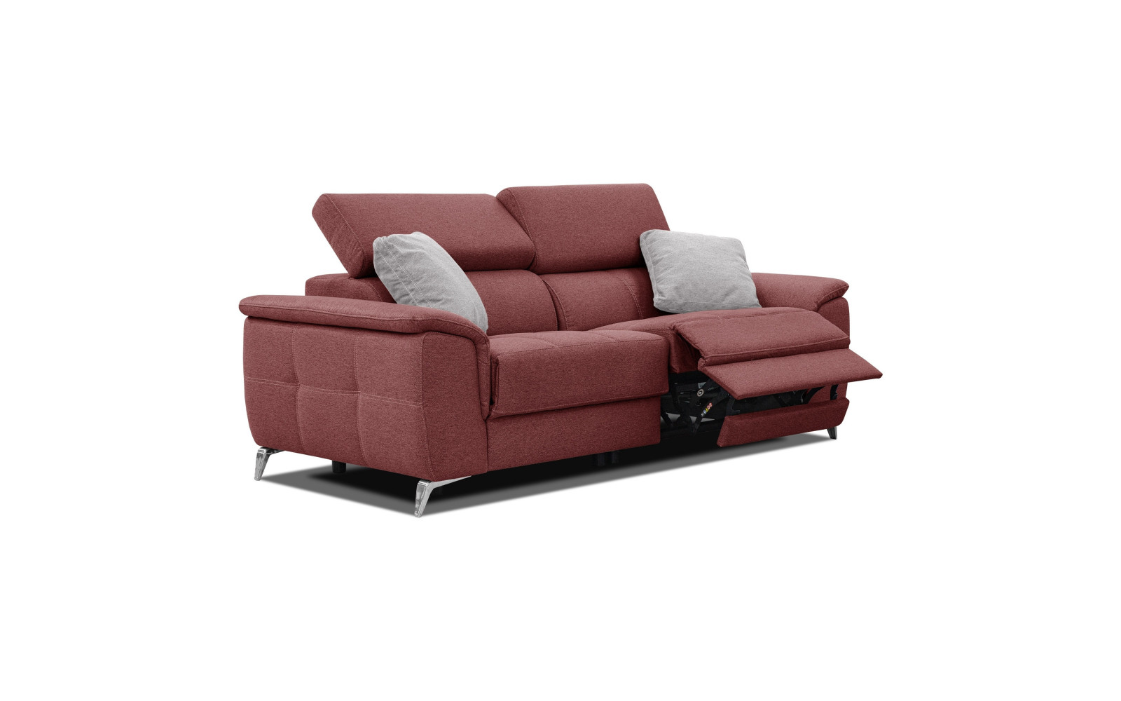 PLAUEN Sofa 3-Sitzer mit 2 Relaxfunktionen und verstellbare Kopfstützen, bordeaux