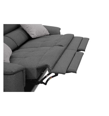 PLAUEN Sofa 3-Sitzer mit 2 Relaxfunktionen und verstellbare Kopfstützen, dunkelgrau