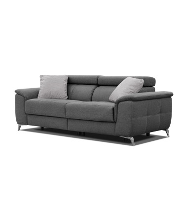 PLAUEN Sofa 3-Sitzer mit 2 Relaxfunktionen und verstellbare Kopfstützen, dunkelgrau