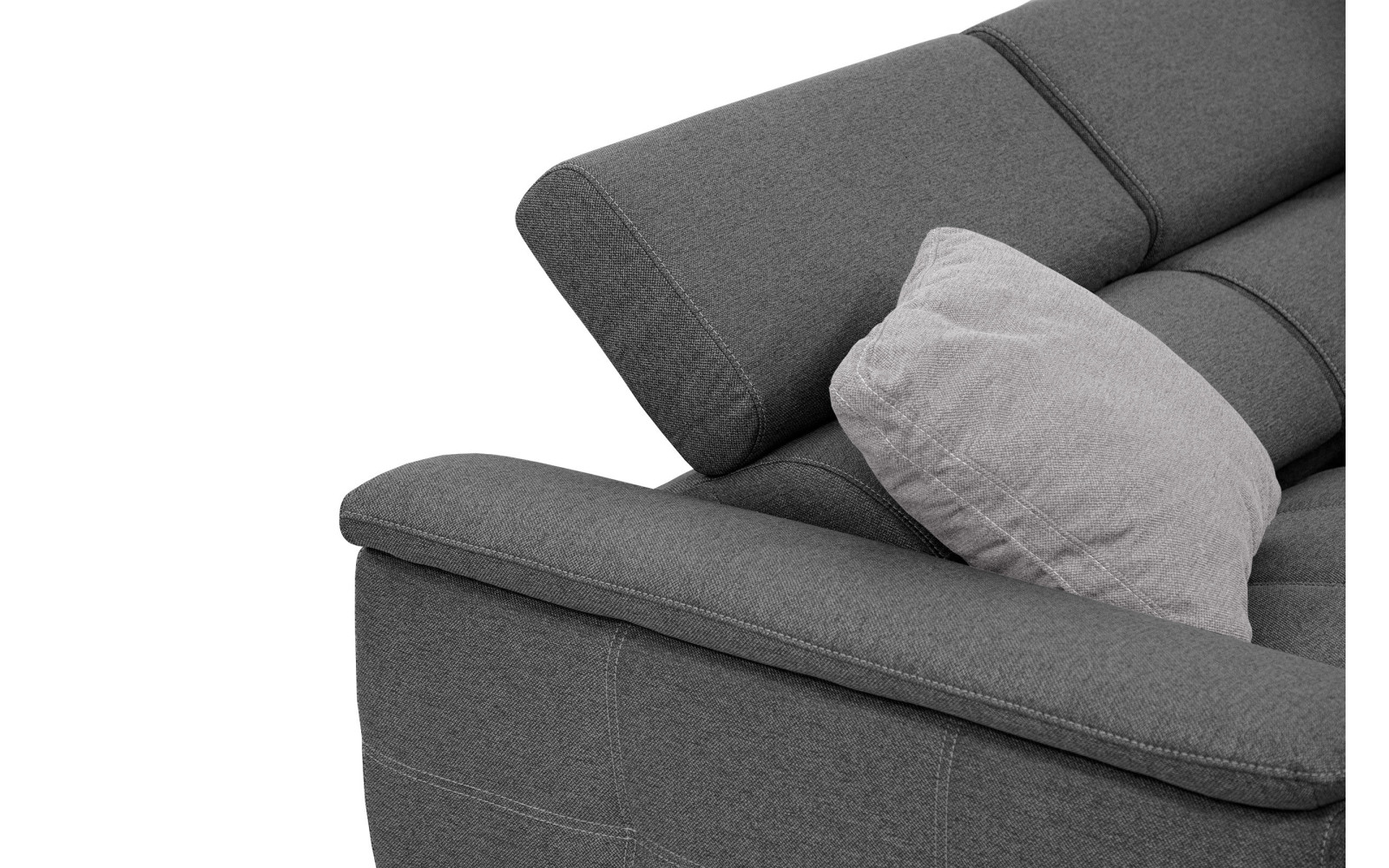 PLAUEN Sofa 3-Sitzer mit 2 Relaxfunktionen und verstellbare Kopfstützen, dunkelgrau