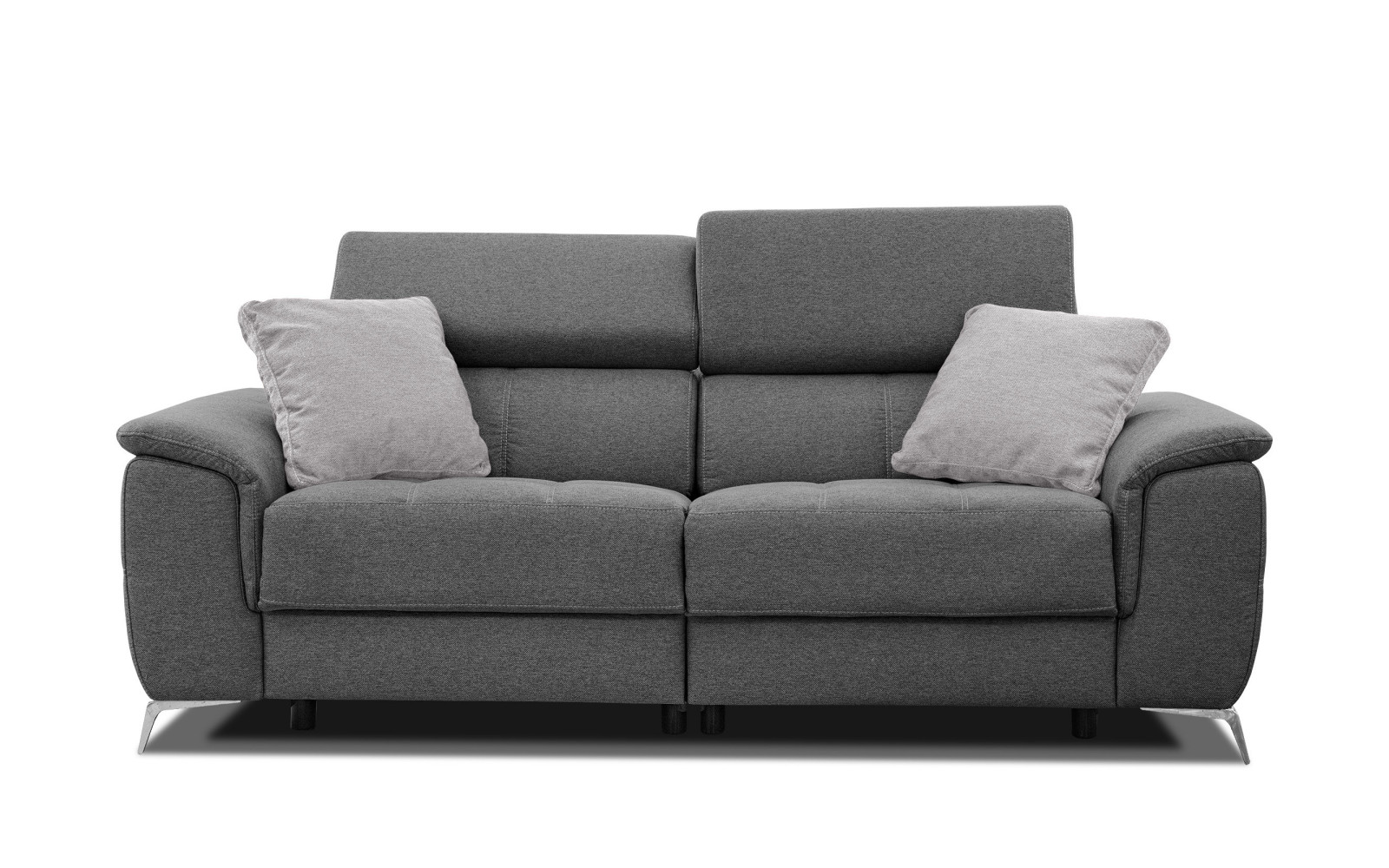 PLAUEN Sofa 3-Sitzer mit 2 Relaxfunktionen und verstellbare Kopfstützen, dunkelgrau