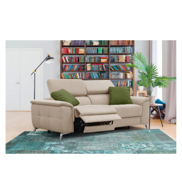 PLAUEN Sofa 3-Sitzer mit 2 Relaxfunktionen und verstellbare Kopfstützen, beige