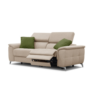PLAUEN Sofa 3-Sitzer mit 2 Relaxfunktionen und verstellbare Kopfstützen, beige
