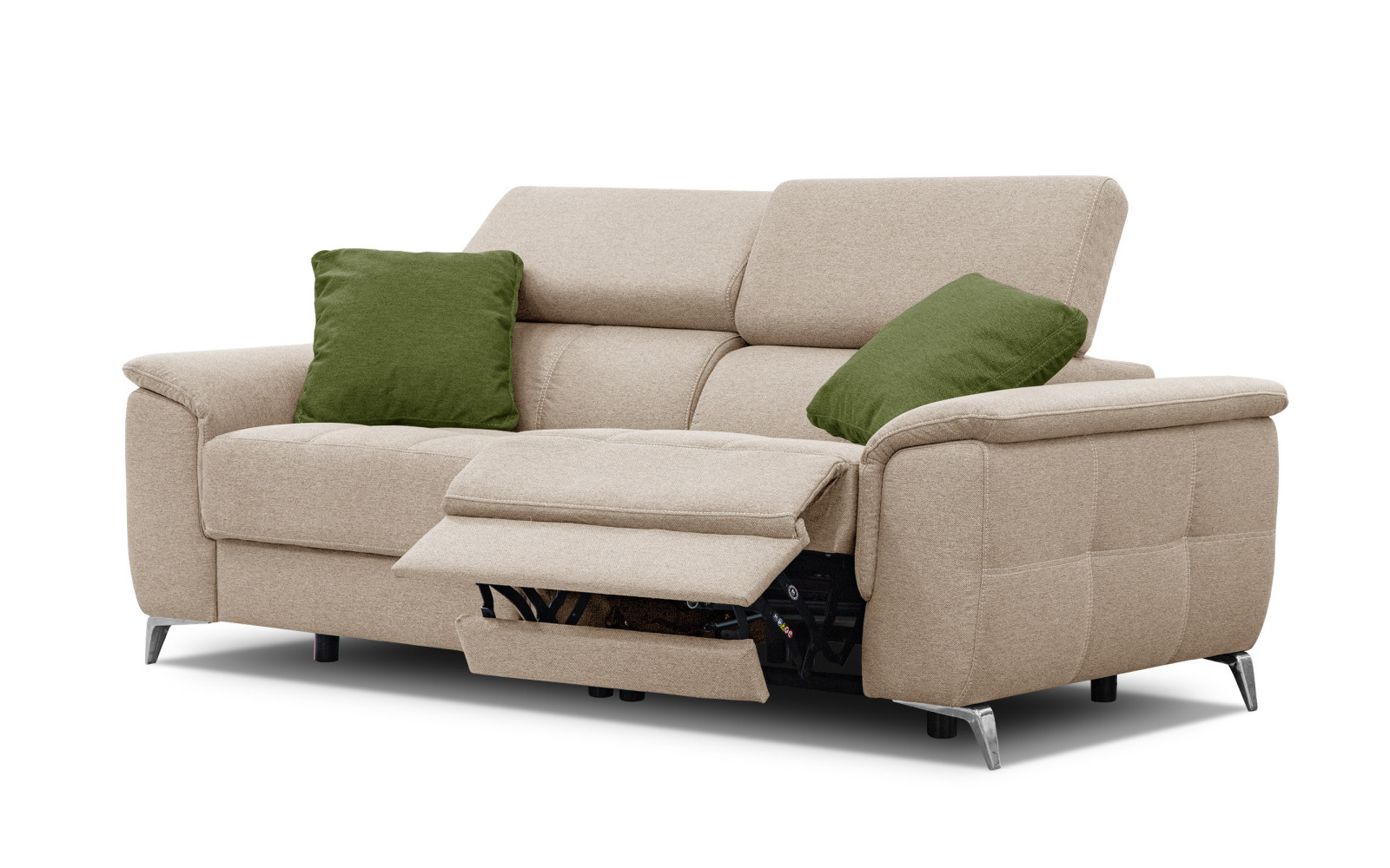 PLAUEN Sofa 3-Sitzer mit 2 Relaxfunktionen und verstellbare Kopfstützen, beige