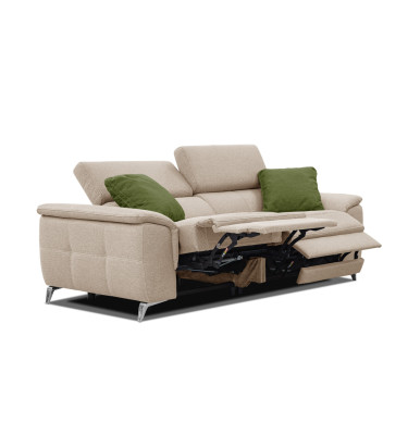 PLAUEN Sofa 3-Sitzer mit 2 Relaxfunktionen und verstellbare Kopfstützen, beige
